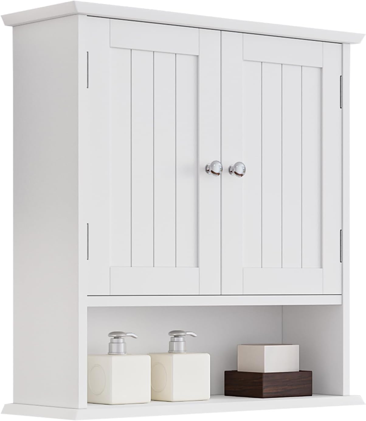 Bathroom Cabinet, White Bathroom Wall Cabinet with 2 Doors and Adjustable Shelf, Wall Mount, Towel Rack, Over The Toilet Storage Cabinet, Medicine Cabinet