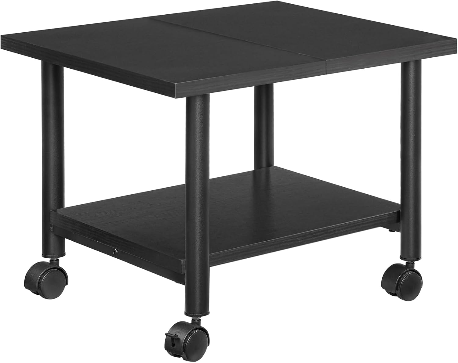 HOOBRO Printer Stand, 2-Tier Industrial Under Desk Printer Cart with Shelf, Mobile Heavy Duty Storage Rack on Wheels for Home, Office, Rustic Brown and Black BF02PS01G1