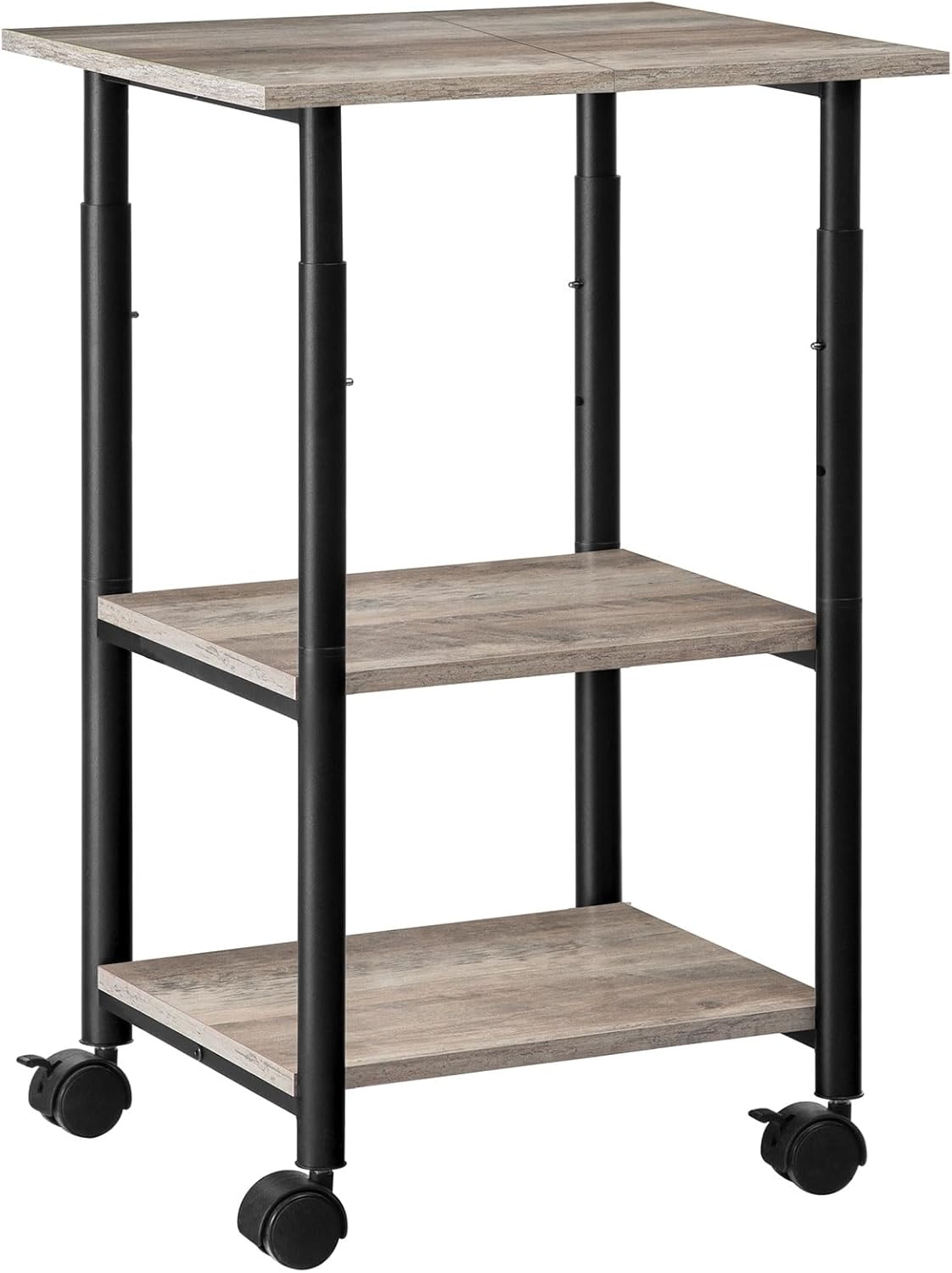 HOOBRO Printer Stand, 2-Tier Industrial Under Desk Printer Cart with Shelf, Mobile Heavy Duty Storage Rack on Wheels for Home, Office, Rustic Brown and Black BF02PS01G1