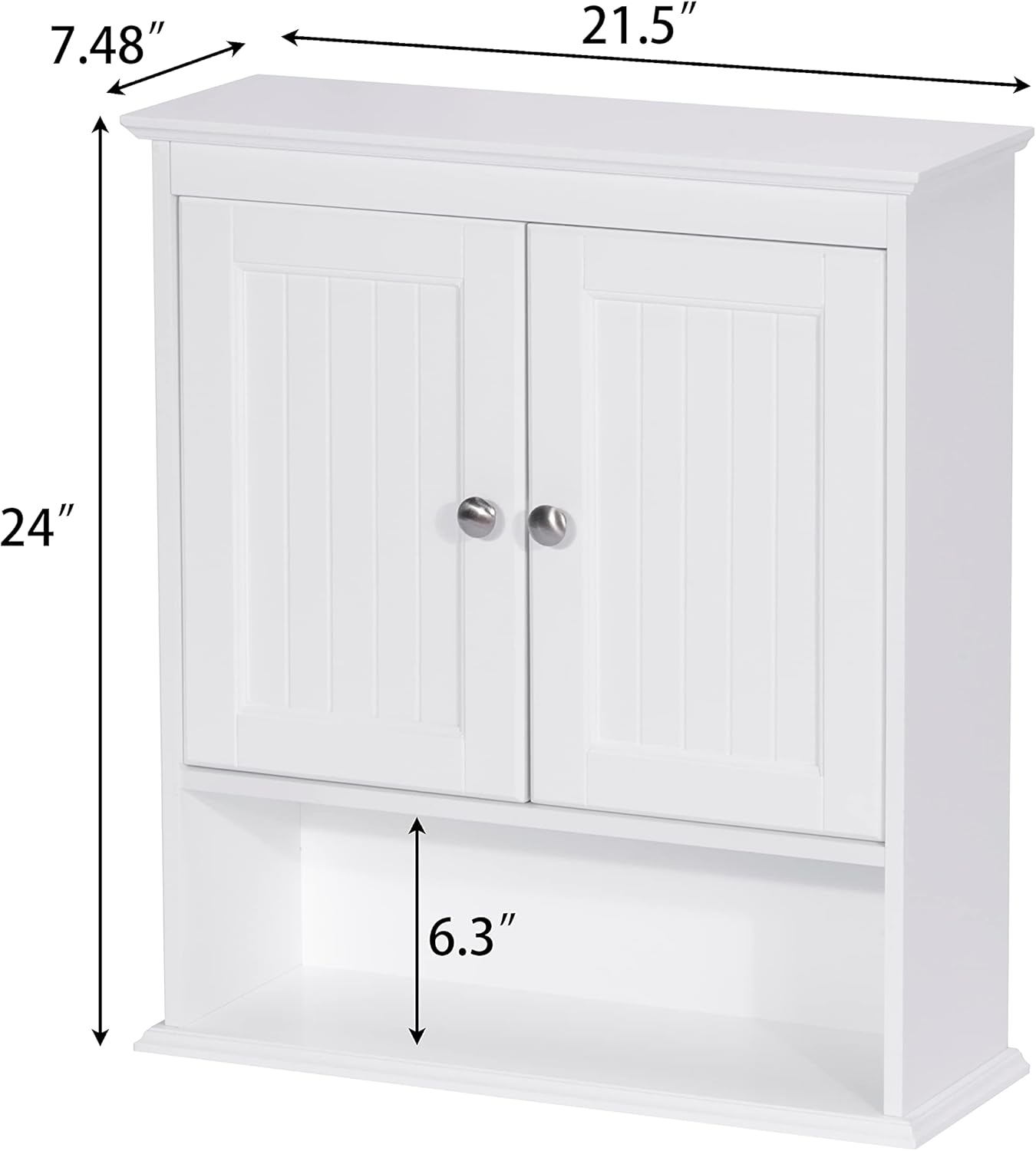 Spirich Bathroom Cabinet Wall Mounted with Doors, Wood Hanging Cabinet with Doors and Shelves Over The Toilet, Bathroom Wall Cabinet White