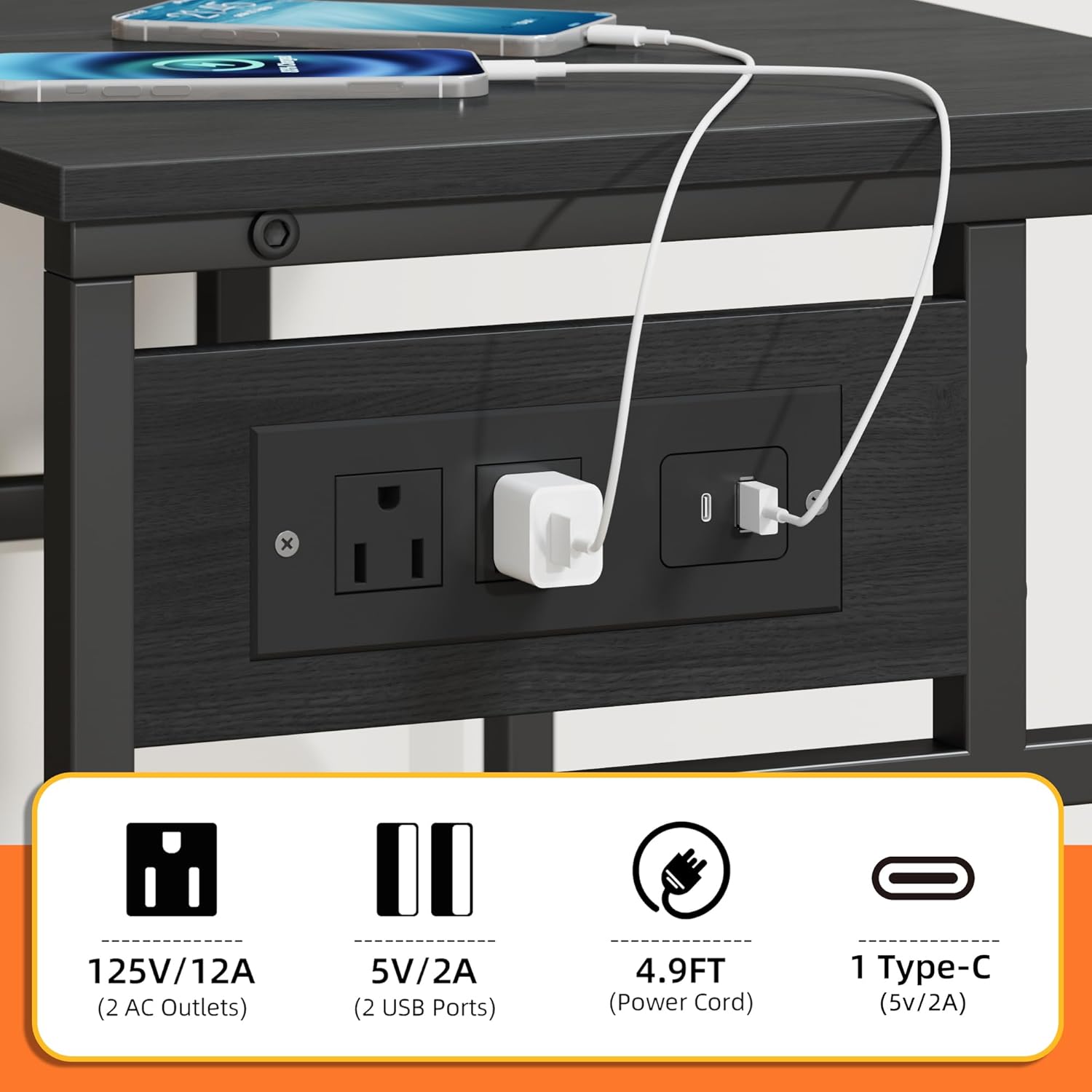 YAOHUOO 3 Tier Large Printer Stand with Power Outlet/Adjustable Storage Shelf, Rolling Cart with Wheels, Printer Table for Home Office 3D Printer/Heat Press/Laster, 22"×15" Black