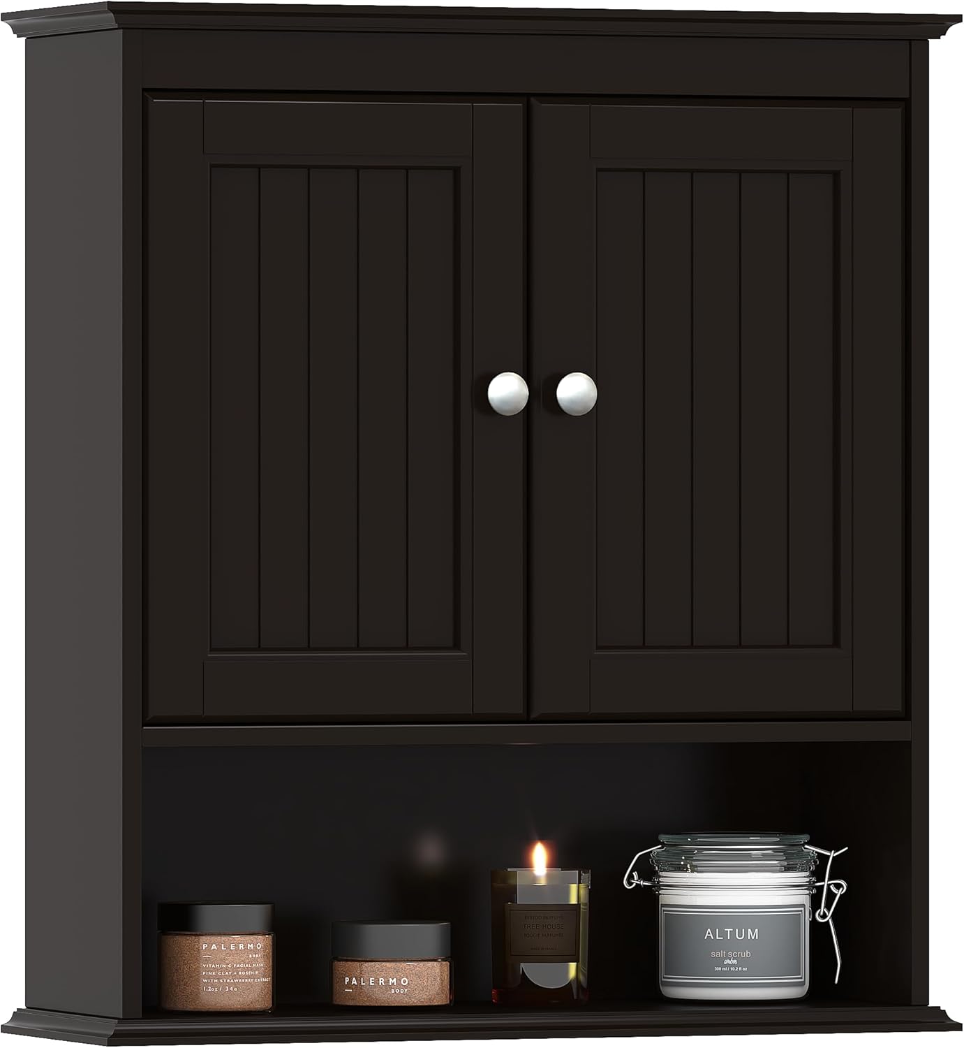 Spirich Bathroom Cabinet Wall Mounted with Doors, Wood Hanging Cabinet with Doors and Shelves Over The Toilet, Bathroom Wall Cabinet White