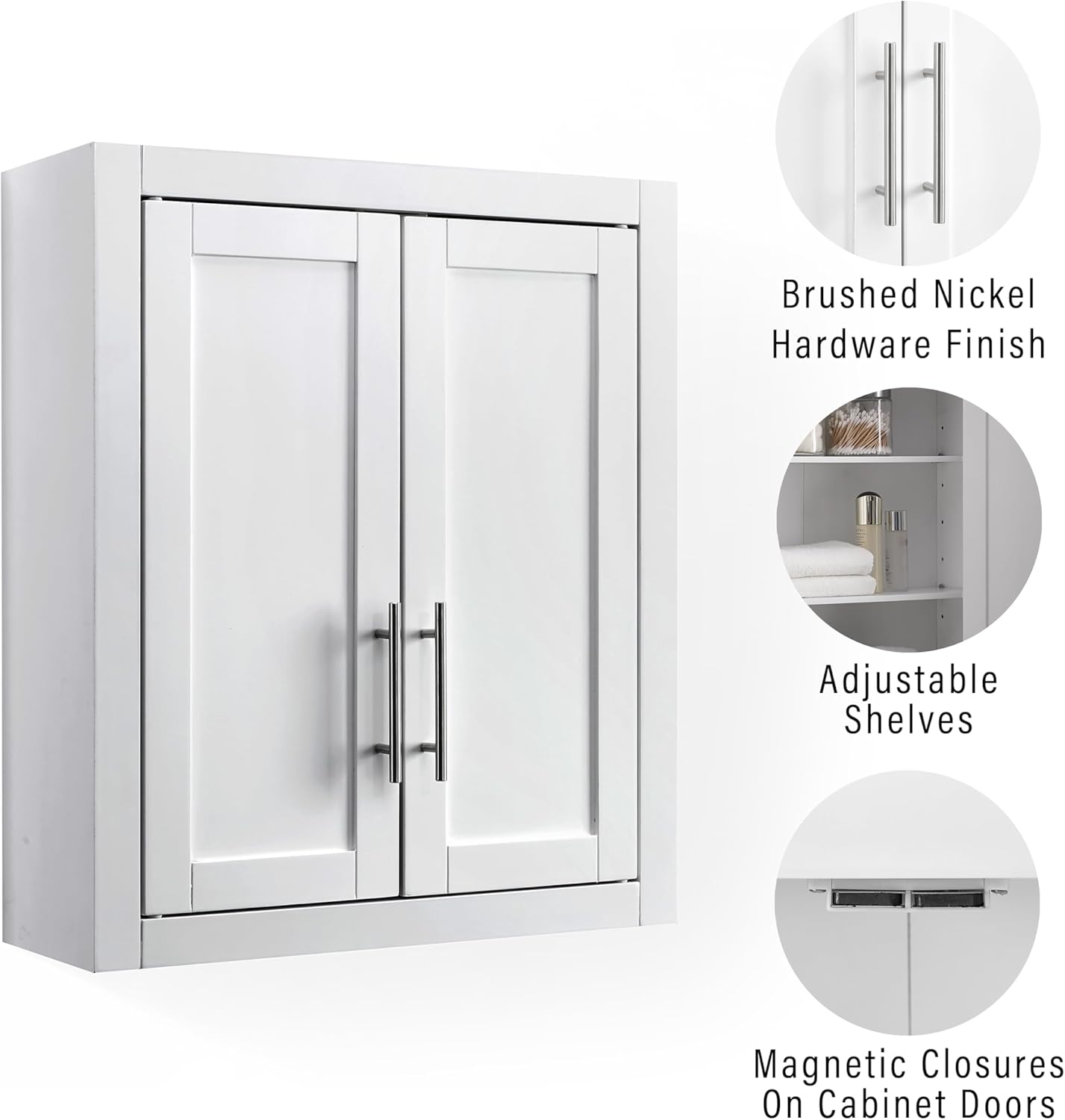 Crosley Furniture Savannah Wall Mounted Bathroom Storage Medicine Cabinet with Shelves, White