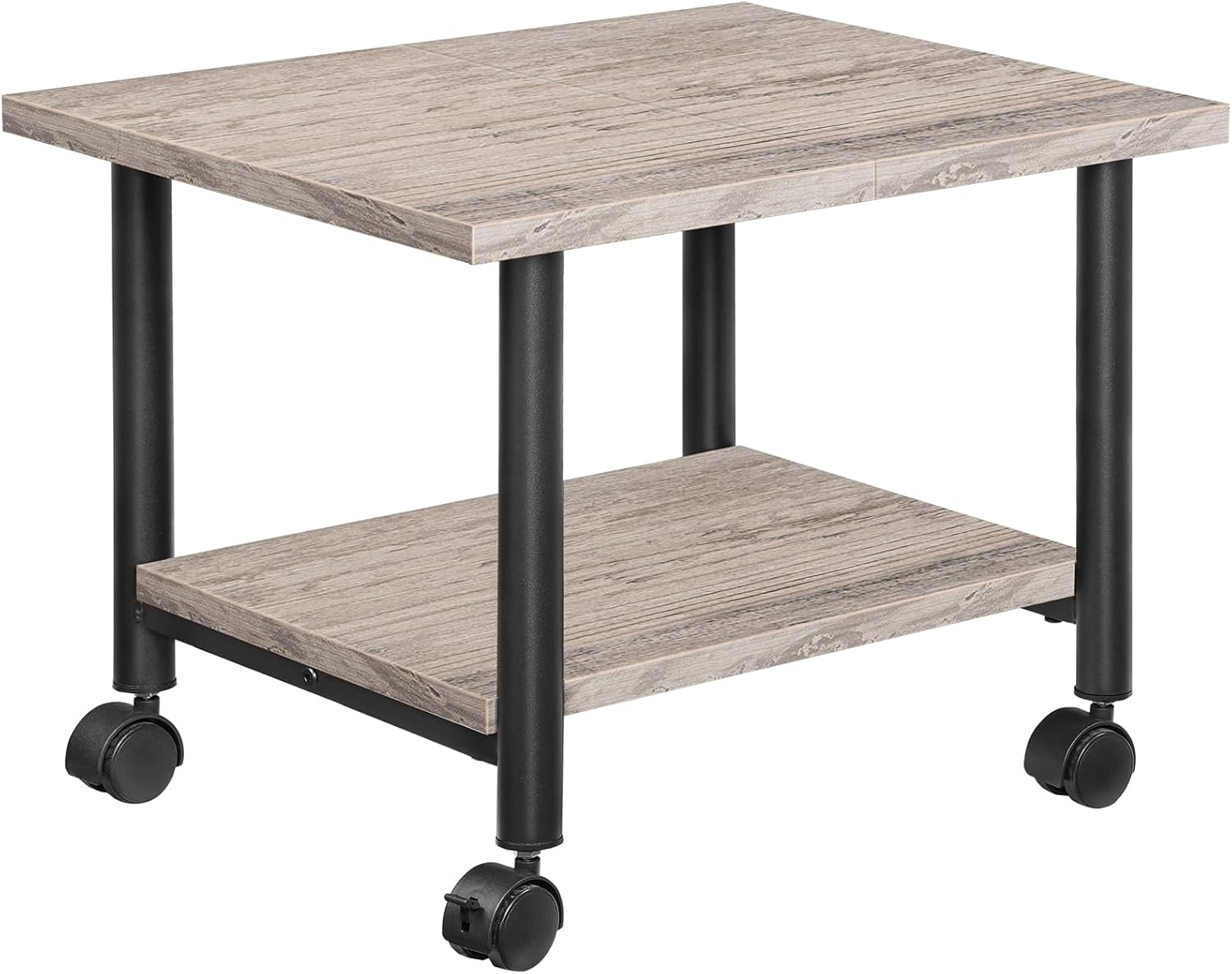 HOOBRO Printer Stand, 2-Tier Industrial Under Desk Printer Cart with Shelf, Mobile Heavy Duty Storage Rack on Wheels for Home, Office, Rustic Brown and Black BF02PS01G1